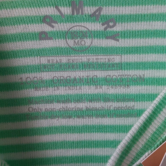 Primary - NWT Footed Pajamas Zip-Up Sleepers Green & White Stripe Organic Cotton - Picture 2 of 3